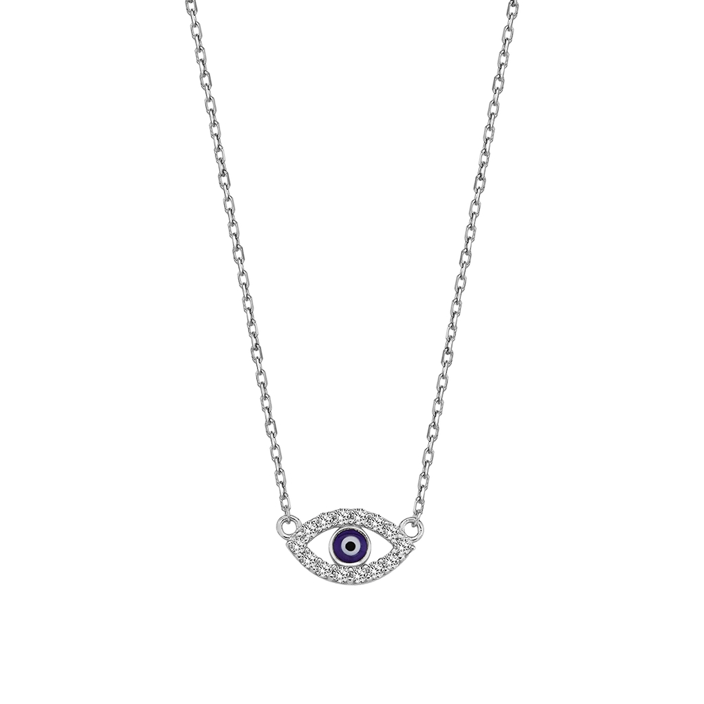 Lykken Casuals hamsas eye sininen zirkonia hopeakaulakoru 42+3cm