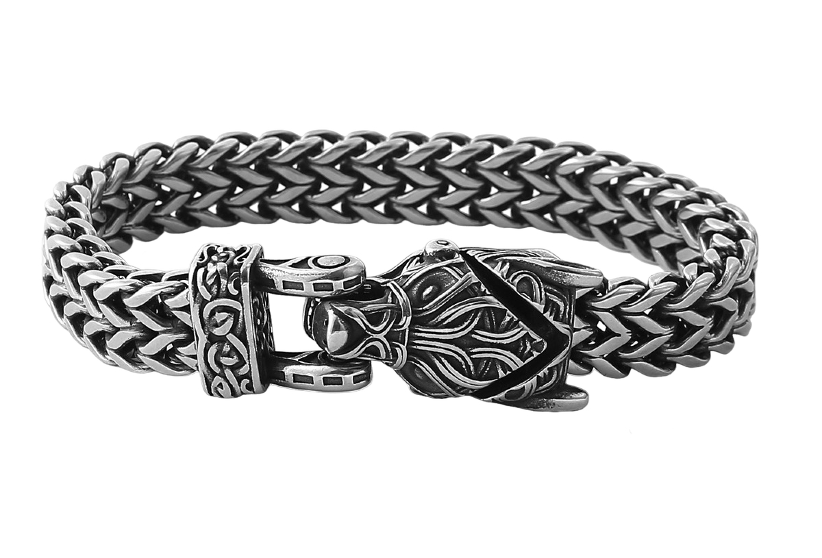 Lykken Viking Fenrir susi teräsrannekoru