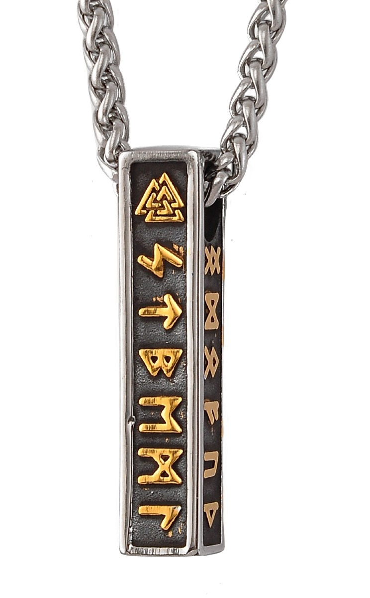 Lykken Viking runes gold teräskaulakoru 60 cm