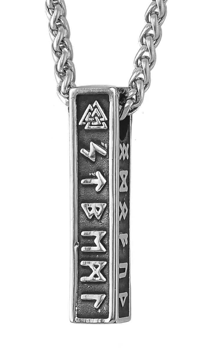 Lykken Viking runes silver teräskaulakoru 60 cm