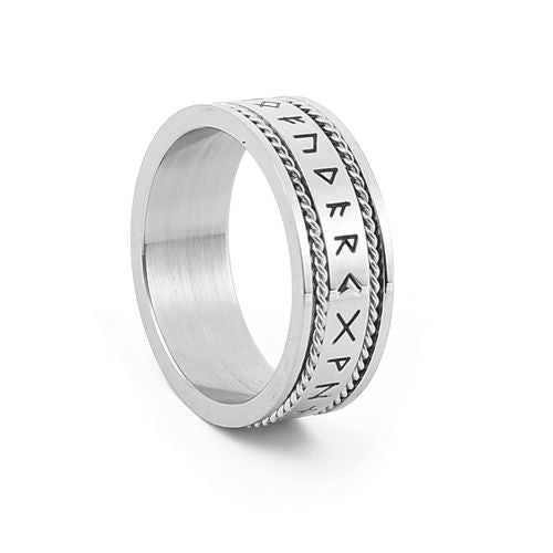 Lykka Viking hopeanvärinen Runes terässormus