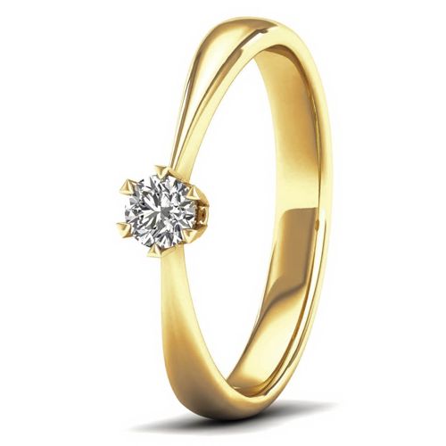 Lykka Elegance kultainen timanttisormus solitaire 0,15 ct