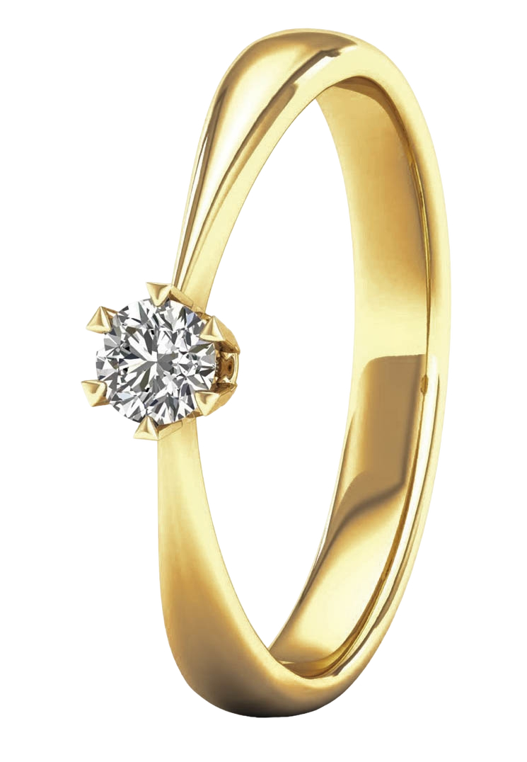 Lykken Elegance kultainen timanttisormus solitaire 0,15 ct