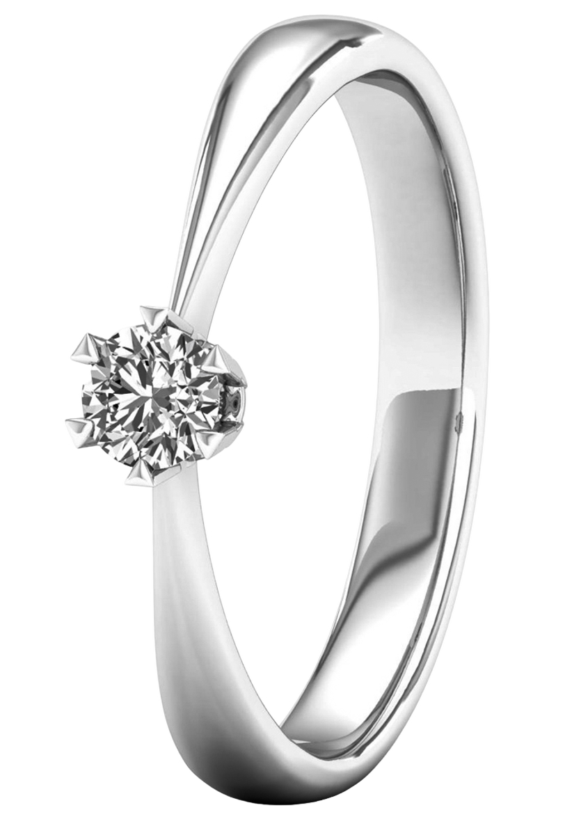 Lykken Elegance valkokultainen timanttisormus solitaire 0,15 ct