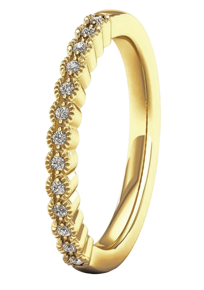 Lykken Elegance kultainen rivitimanttisormus markiisireunalla 0,07 ct