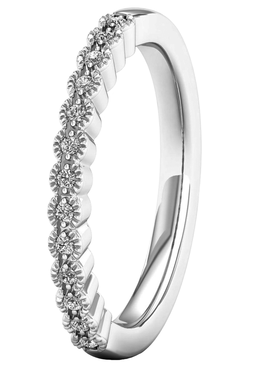 Lykken Elegance valkokultainen rivitimanttisormus markiisireunalla 0,07 ct