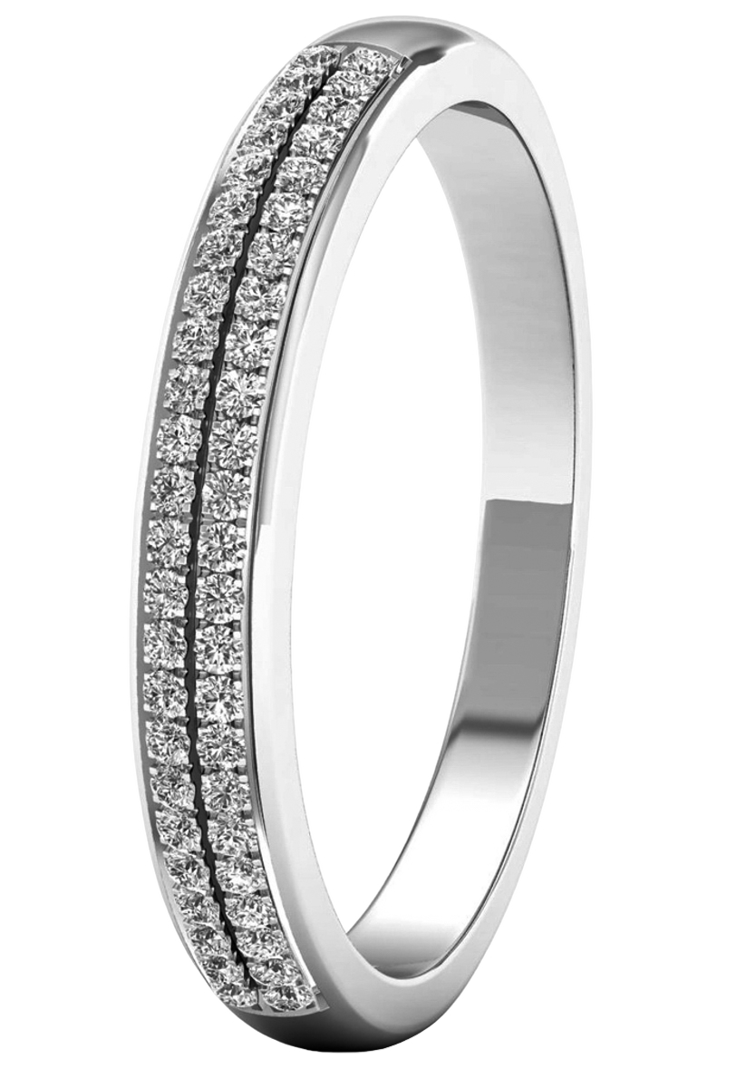 Lykken Elegance valkokultainen timanttisormus kaksirivinen 0,15 ct