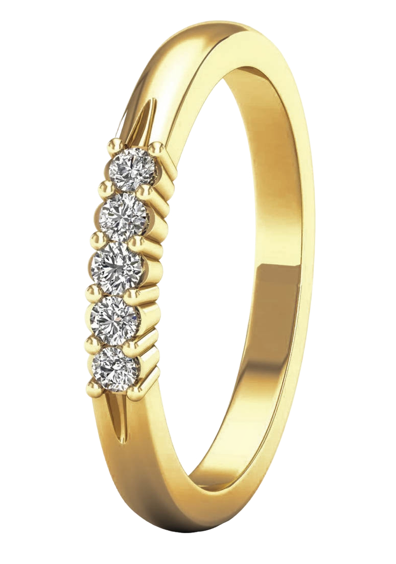 Lykken Elegance  kultainen rivi timanttisormus 0,14 ct