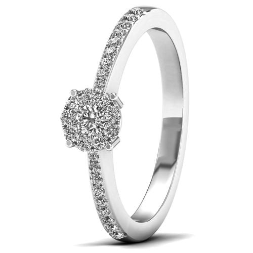 Lykka Elegance valkokultainen sivukivellinen timanttisormus 0,25 ct