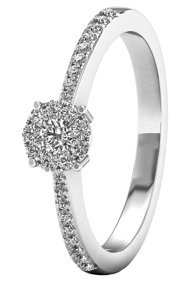 Lykken Elegance valkokultainen sivukivellinen timanttisormus 0,25 ct