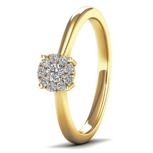 Lykka Elegance kultainen timanttisormus halo 0,12 ct