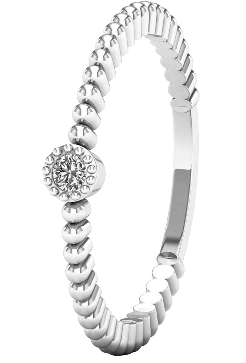 Lykken Elegance yksikivinen metallihelmi timanttisormus valkokulta 0,03 ct