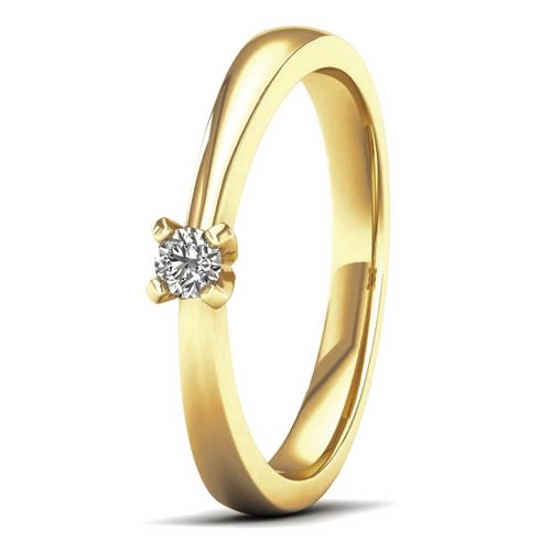 Lykka Elegance kultainen yksikivinen timanttisormus 0,10 ct