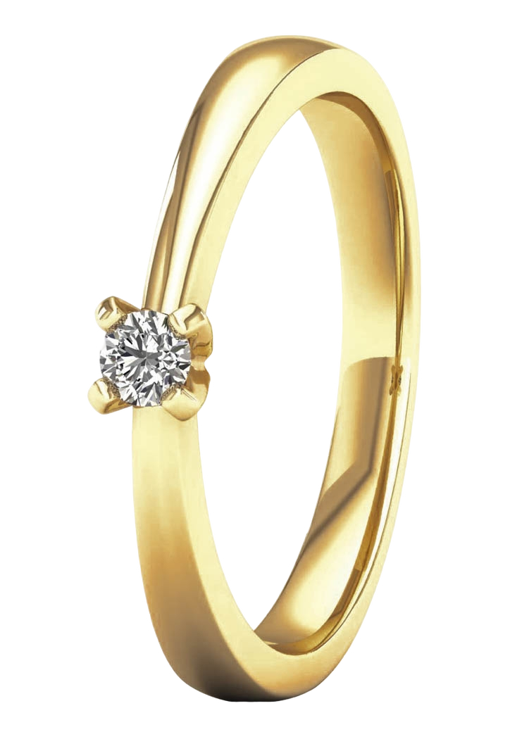 Lykken Elegance kultainen yksikivinen timanttisormus 0,10 ct
