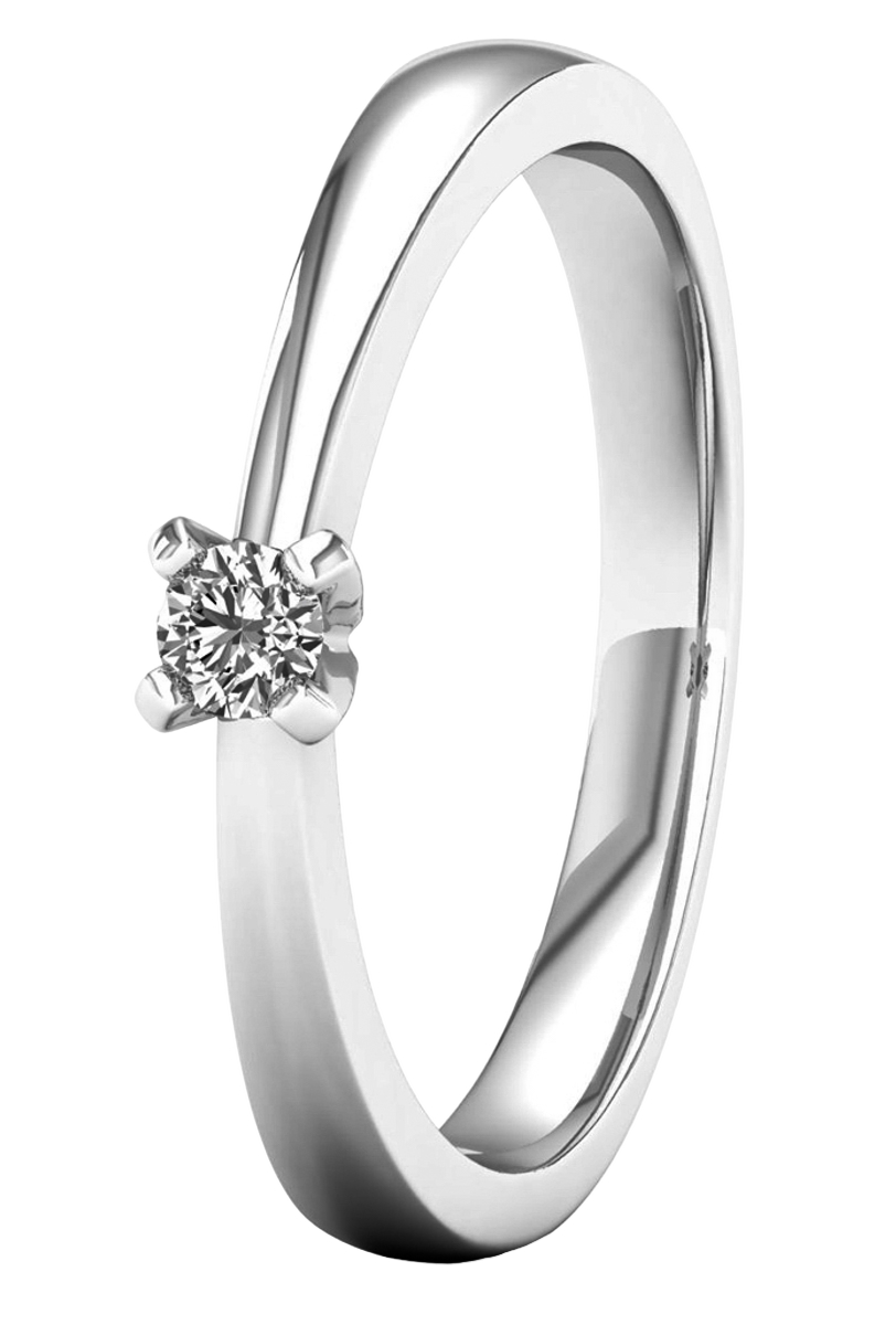 Lykken Elegance valkokultainen yksikivinen timanttisormus 0,10 ct