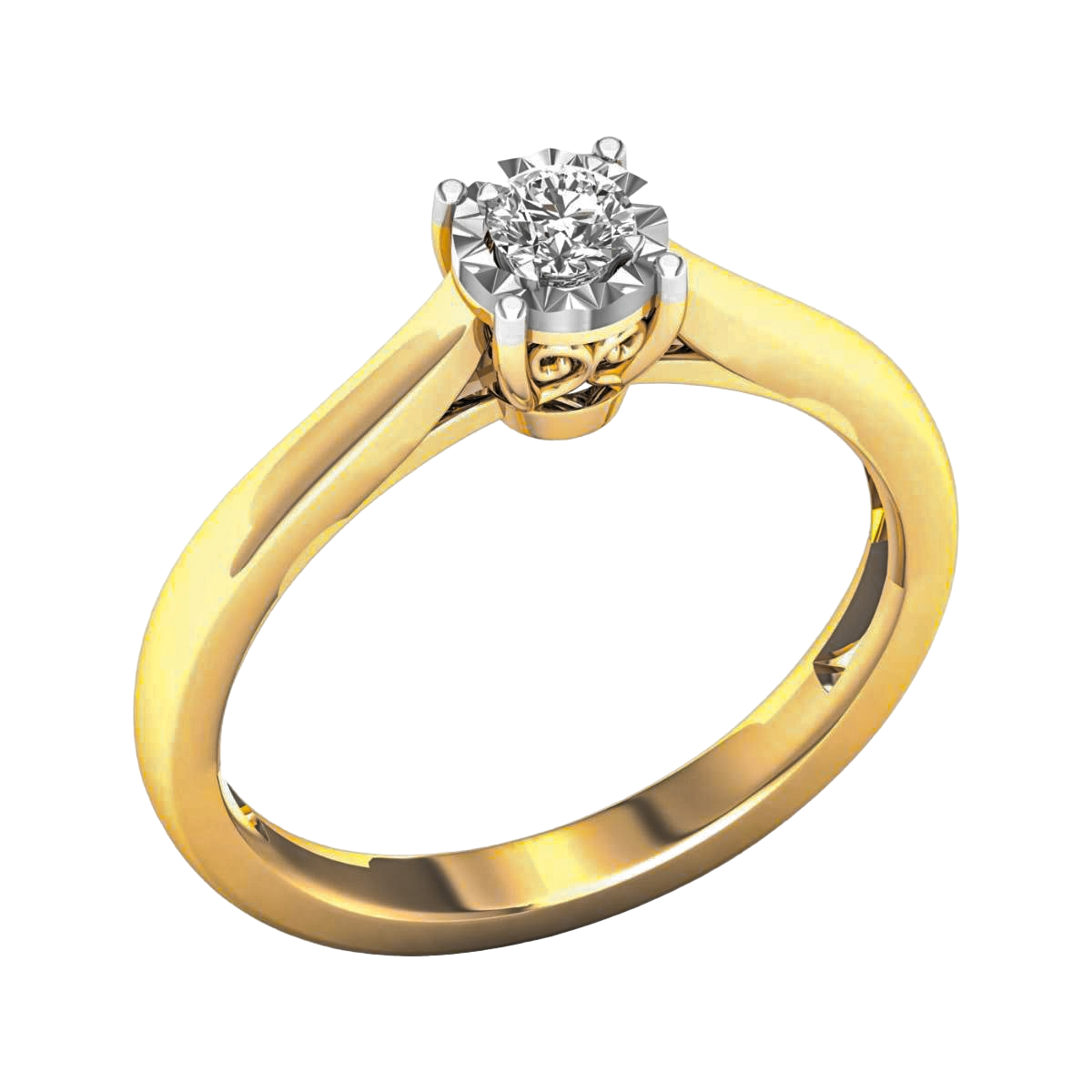 Lykken Elegance yksikivi timanttisormus 0,10 ct keltakulta