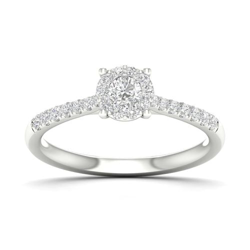 Lykka Elegance monikivinen halo timanttisormus valkokulta