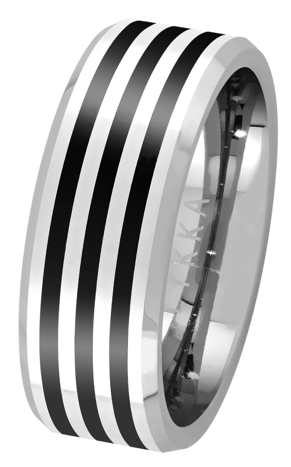 Lykken Strong kaksivärinen tungsten flakkasormus 8 mm