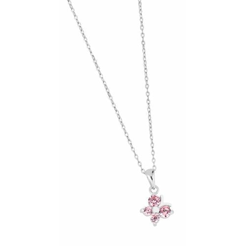 Lykka Symbols vaaleanpunainen perhoskaulakoru hopea