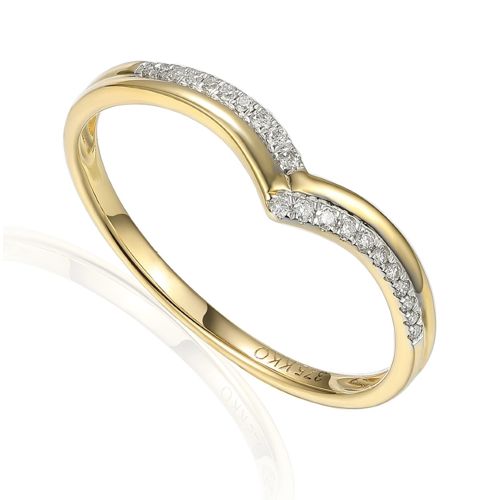 Lykka Elegance chevron timanttisormus keltakultaa 0,10 ct