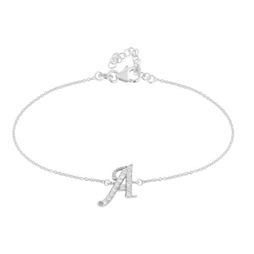 Lykka Symbols kirjainrannekoru hopea zirkonioilla