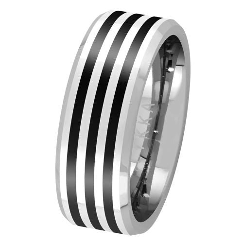 Lykka Strong kaksivärinen tungsten flakkasormus 8 mm